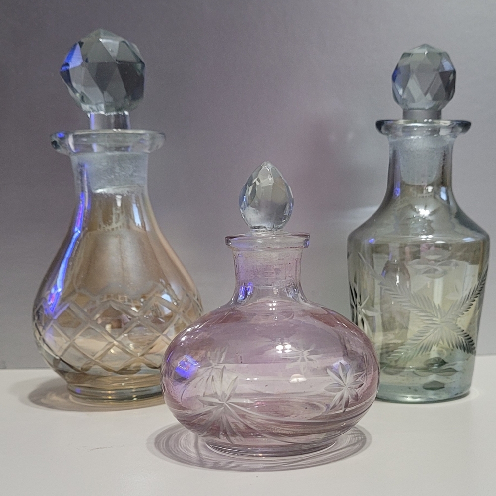Cut Glass Perfume bottles with stoppers